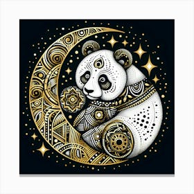 Panda Bear On The Moon Canvas Print