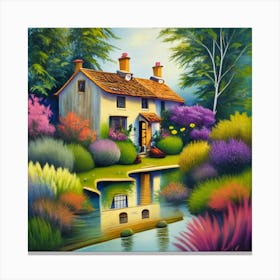 House By The Pond Canvas Print