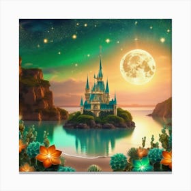 Fairytale Castle In The Moonlight Canvas Print