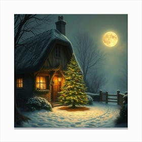 Christmas House At Night 1 Canvas Print