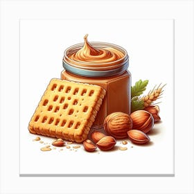 Peanut Butter And Crackers Illustration Canvas Print