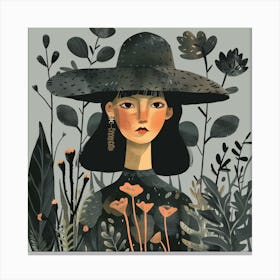 Girl In A Hat 12 Canvas Print