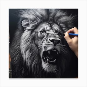 Lion Drawing Canvas Print