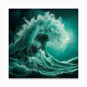 Ocean Waves At Night Canvas Print