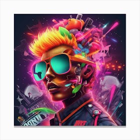 Young Man With Colorful Hair And Sunglasses Canvas Print