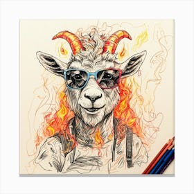 Goat In Flames 33 Canvas Print