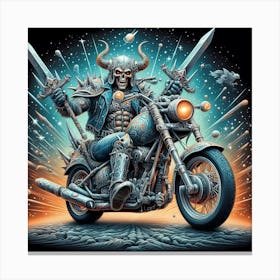 Skeleton On A Motorcycle Canvas Print