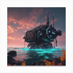 Spaceship In The Water Canvas Print