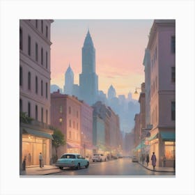 Cityscape At Dusk City art print Canvas Print