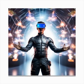 Vr Headset Man In Space Canvas Print