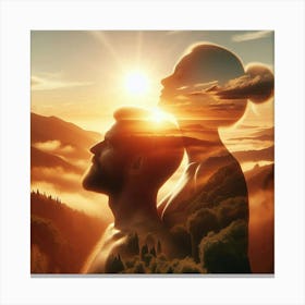 Man And Woman In The Mountains Canvas Print