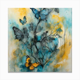 Butterflies On A Tree Canvas Print