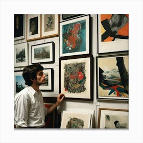 Man Looking At Art Canvas Print