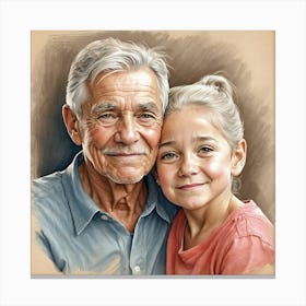Portrait Of An Old Man And His Granddaughter Canvas Print