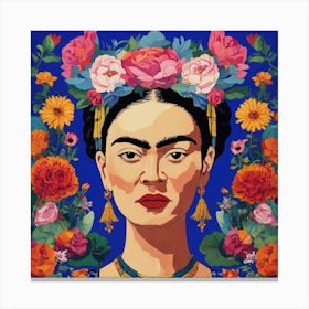 Frida Floral Blue Art Print3 Canvas Print