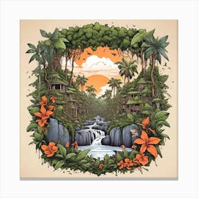 Waterfall In The Jungle Canvas Print