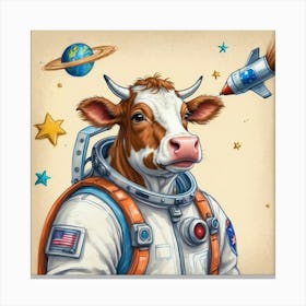 Astronaut Cow Canvas Print