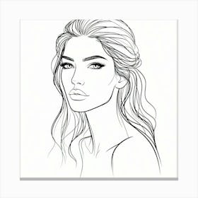 Portrait Of A Woman line art Canvas Print