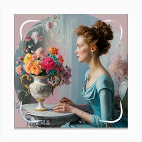 Profile Of Elegance Still Life With Flowers (4) Canvas Print