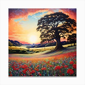 Poppies At Sunset Canvas Print