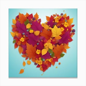 Autumn Leaves Heart Canvas Print