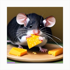 Surrealism Art Print | Mouse Holds Cheese With All Ears Canvas Print