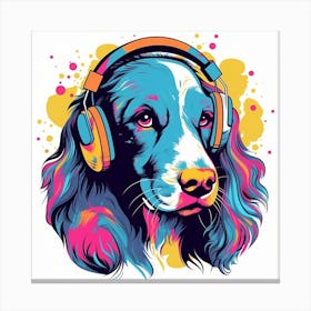 Funky English Setter with Headphones Canvas Print