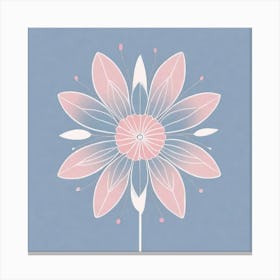 A White And Pink Flower In Minimalist Style Square Composition 498 Canvas Print