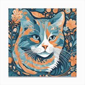 Cat With Flowers 2 Canvas Print