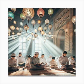 Muslim Men Prayingلمشاعر الروحانية في رمضان Canvas Print