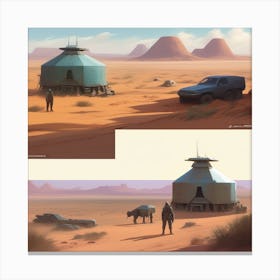 Yurts In The Desert Canvas Print