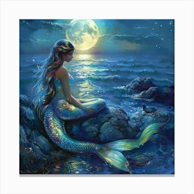 Stockcake Mermaid Moonlight Vigil 1718939448 Canvas Print