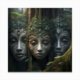 Three Faces In The Forest Canvas Print