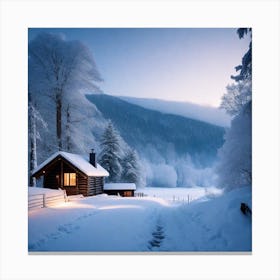 Cabin In The Snow 1 Canvas Print