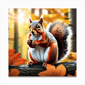 Squirrel In Autumn 11 Canvas Print