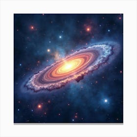 A Watercolor Distant Galaxy Surrounded By Vibrant Glowing Star Clusters 1 Canvas Print