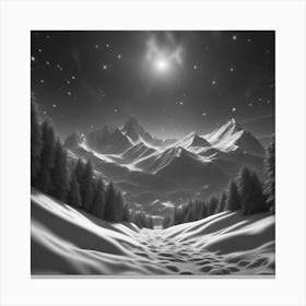 Black And White Winter Landscape Canvas Print