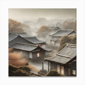 Firefly Rustic Rooftop Japanese Vintage Village Landscape 39076 Canvas Print
