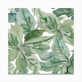 Green Leaves On A White Background 1 Canvas Print