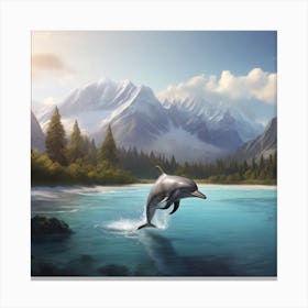 Dolphin Jumping In The Water Canvas Print