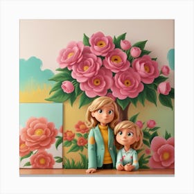 Girl And A Flower Canvas Print