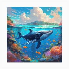 Whale In The Ocean Canvas Print