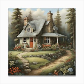 Cottage In The Woods Canvas Print