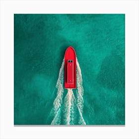 Red Boat In The Sea Canvas Print