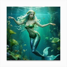 Elf Water Aquatic Mermaid Nymph Ocean River Lake Creature Magical Enchanting Ethereal Gr (7) Canvas Print