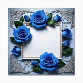 Frame With Blue Roses 2 Canvas Print