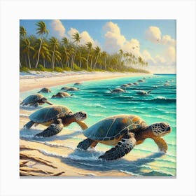 Turtles On The Beach 2 Canvas Print