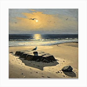 Seagull On The Beach 3 Canvas Print