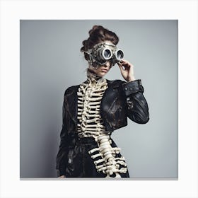 Skeletal Couture Steampunk Woman Fashion Canvas Print