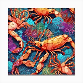 Seamless Pattern With Crabs 1 Canvas Print